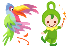 「バスティンキャラクター」と「とおんちゃん」